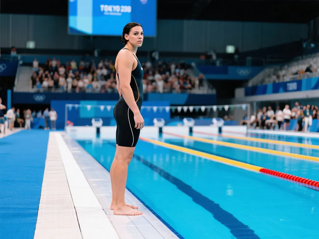 跨性别运动员在奥运泳池边